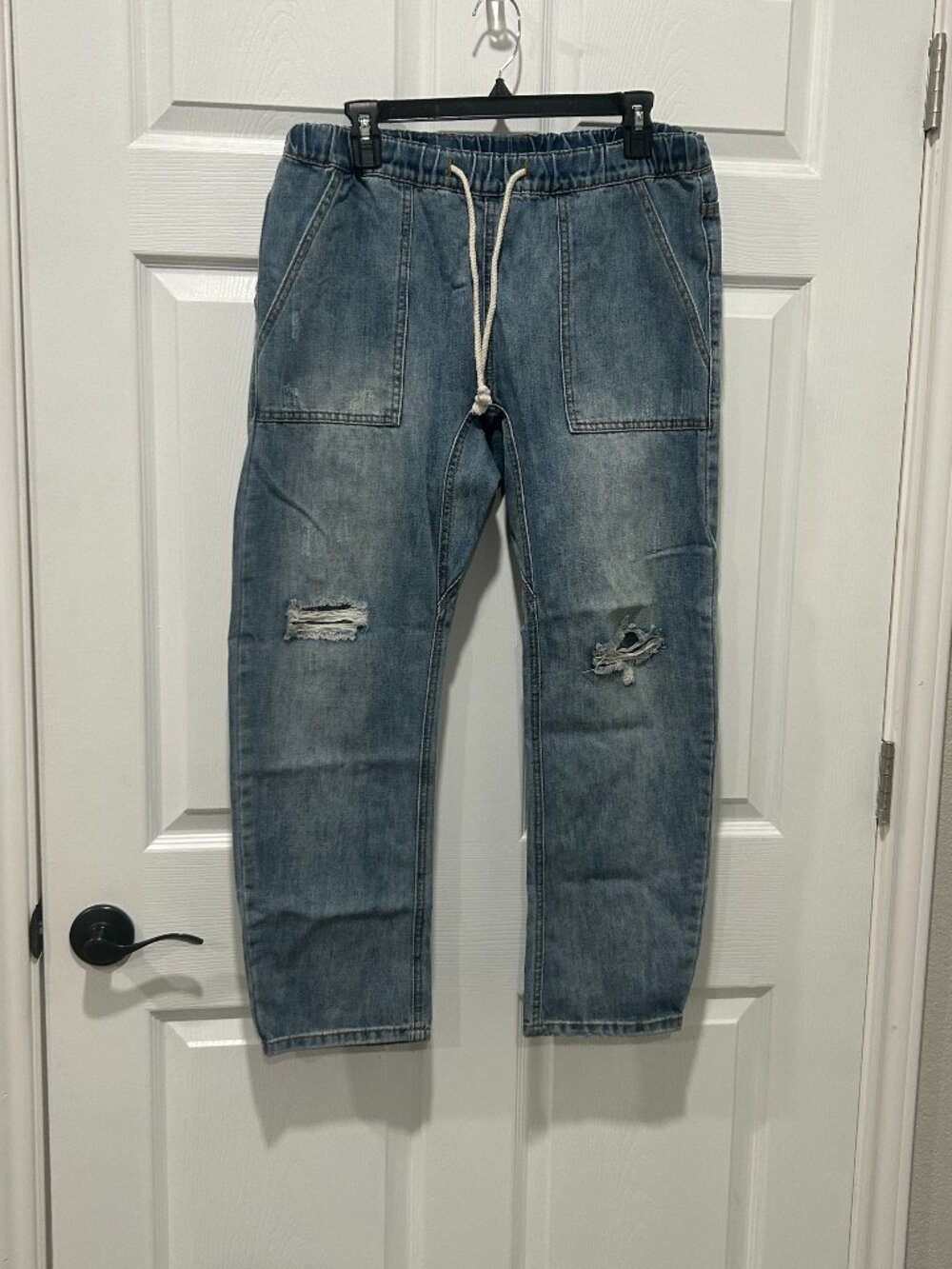 Mustard Seed Jeans Distressed Elastic Waist Denim Drawstring Waist Women's Large